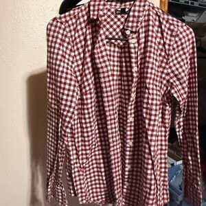 J. Crew Red and White Checkered Shirt